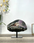 Natural Amethyst Geode With Calcite on Metal Stand - MWS2721