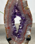 Natural Amethyst & Quartz Geode Slice with Metallic Stand - MWS2238
