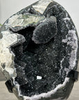 Black Quartz Druzy Geode on Metal Stand - MWS2725