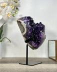 Amethyst Crystal Cluster on Stand—Deep Purple Display for Home Decor - MWS2694