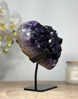 Top Quality Natural Amethyst Heart Carving with Metal Stand - HST0227