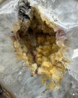 Natural Yellow Sugar Druzy Geode, Metallic Stand included - MWS1972