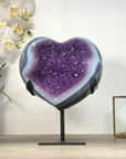 Natural Blue Banded Agate & Amethyst Stone Heart - HST0321