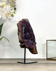 Amethyst & Jasper Stone Leaf Carving with Metal Stand - MWS2808