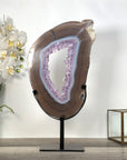 Large Amethyst & Agate Slice on Stand - Crystal Display for Home Decor - MWS2672
