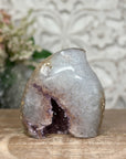 Gorgeous Quartz & Amethyst Stone Flame Carving Geode - FST0110