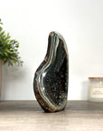 Natural Agate & Green Quartz Druzy Stone Flame Carving - FST0168