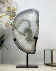 Large Polished Quartz Slice with Metal Stand - Perfect for Home Decor - MWS2021