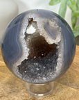 Banded Agate & Quartz Druzy Sphere Geode - SPH0154