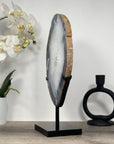 Large Natural Agate & Quartz Slice with Metallic Stand - MWS1267