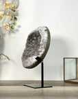 Quartz Geode on Metal Stand – Stunning Natural Crystal Specimen - MWS2730