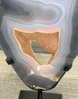 Agate Slice with Druzy Center - Blue Banding for Home Decor Display - MWS2655