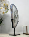 Large Polished Quartz Slice with Metal Stand - Perfect for Home Decor - MWS2021
