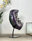 Natural Amethyst Crystal Moon Shape on metal stand - MWS2583