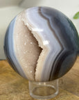 Blue Banded Agate & Druzy Quartz Sphere Geode - SPH0156