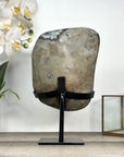 Uruguayan Amethyst Geode with Green Jasper Shell on Metal Stand - MWS2785