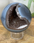 Blue Banded Agate Sphere Geode with Quartz Druzy Interior - SPH0147