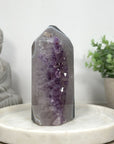 Stunning Natural Amethyst & Banded Agate Stone Tower - STP0180