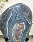 Blue Banded Agate & Amethyst Stone Slice - MWS3015