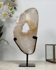 Natural Quartz Geode & Amethyst Portal with Metallic Stand - MWS1944