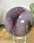 Amethyst & Agate Sphere Geode with Druzy Crystal Interior - SPH0230