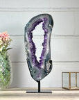 Deep Purple Amethyst Geode Slice on Metal Stand - MWS2758