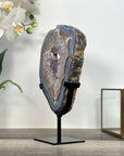 Blue Banded Agate and Amethyst Geode Slice - MWS2654