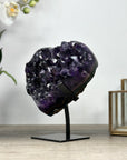 Top Grade Large Amethyst Crystal Heart, Metallic Stand Inluded - HST0282