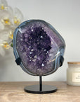 Stunning Amethyst GEode with Blue Banded Agate Shell - MWS1392