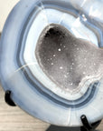 Agate Geode with Druzy Crystals on Metal Stand – Unique Natural Display Piece - MWS2863