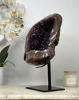 Beautiful Natural Amethyst Stone Geode with Metalllic Stand - MWS2044