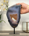 Agate Slice with Druzy Center - Blue Banding for Home Decor Display - MWS2655