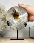 Natural Yellow Sugar Druzy Geode, Metallic Stand included - MWS1972