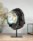 Beautiful Rainbow Amethyst & Green Jasper Geode Cave - MWS1834