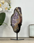 Agate Geode Slice with Purple Quartz Crystals - MWS2906