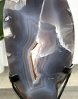 Agate Slice on Metal Stand with Natural Druzy Center - MWS2913