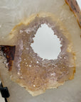 Natural Quartz Geode & Amethyst Portal with Metallic Stand - MWS1944