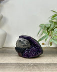 Natural Amethyst Geode with Calcite & Black Hematite Inclusion - STGE0058