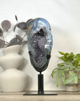 Unique Double Amethyst & Agate Geode with Rotary Stand - MWS3176