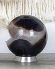 5.5 in Agate & Quartz Stone Sphere Geode with Calcite Crystal - SAG0097