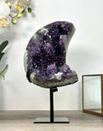Natural Amethyst & Green Jasper Moon Carving - MWS2584
