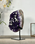 Amethyst Crystal Cluster with White Calcite Inclusions – Home Decor Display Piece - MWS2677