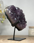 Natural Large Amethyst Heart Carving with Metal Stand - HST0228