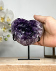 Natural Amethyst Stone Heart with Metal Stand - HST0255