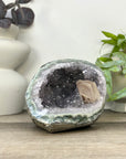 Natural Quartz & Green Jasper Stone Geode with Calcite Formation - STGE0031