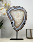 Blue Agate Slice on Stand – Polished Uruguayan Crystal - MWS2017