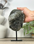 Green Sugar Quartz Cluster with Metal Stand - MWS3206