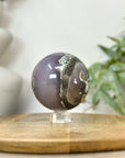 Amethyst & Agate Sphere Geode with Druzy Crystal Interior - SPH0230