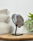 Blue Agate & Quartz Druzy Stone Heart - HST0350