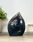 Blue Agate & Rainbow Quartz Druzy Stone Flame - FST0162